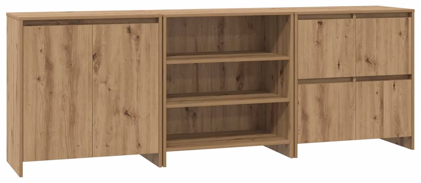 Credenza con cassetto 3 pcs Rovere artigianale 70 x 41 x 75 cm