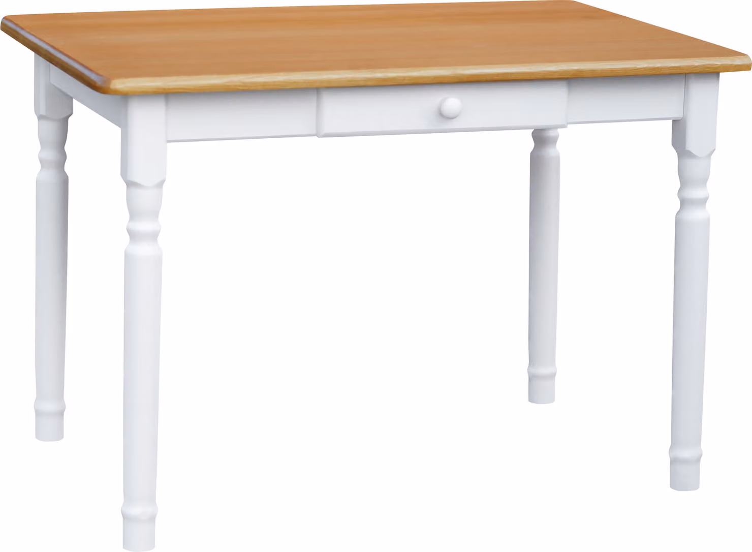 Tavolo bianco II con cassetto in legno di pino massiccio con piano in colore ontano 100 x 60 cm
