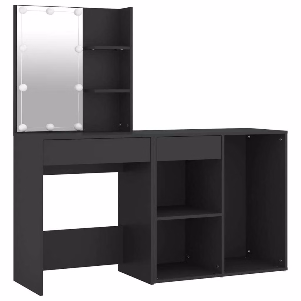 Comodino a LED con mobile in legno nero