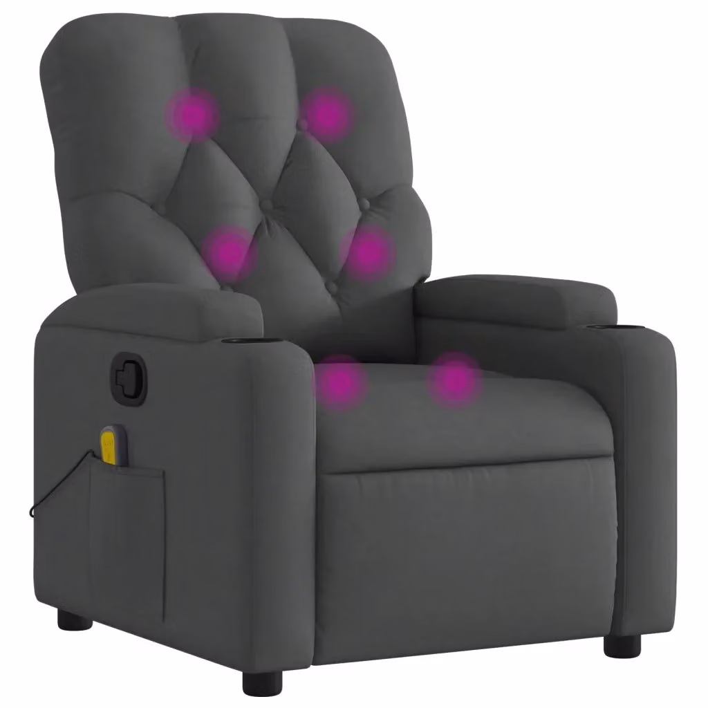 Poltrona reclinabile relax vidaXL in tessuto grigio con braccioli e leva manuale – 2