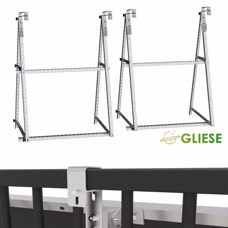 4X staffa PV 118cm Pannello solare rinforzato ringhiera balcone 0°-90° con gancio quadrato