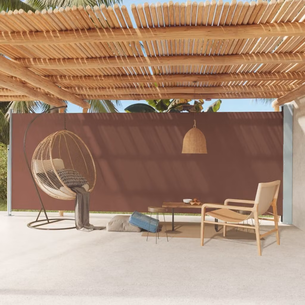 The Living Store Tenda laterale estensibile 200x600 cm Marrone