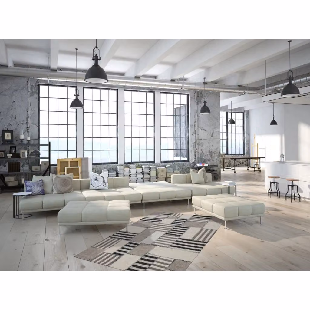 Tappeto rettangolare moderno Kendra Home in seta, lana e cotone, grigio e beige, L: 230 cm x P: 160 cm – 2