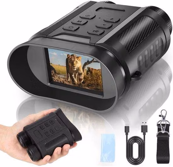Occhiali per la visione notturna - Telecamera 4K HD potenziata con infrarossi - Zoom digitale 8x / Batteria ricaricabile / Torcia - Ideali per campeggio ed esplorazione