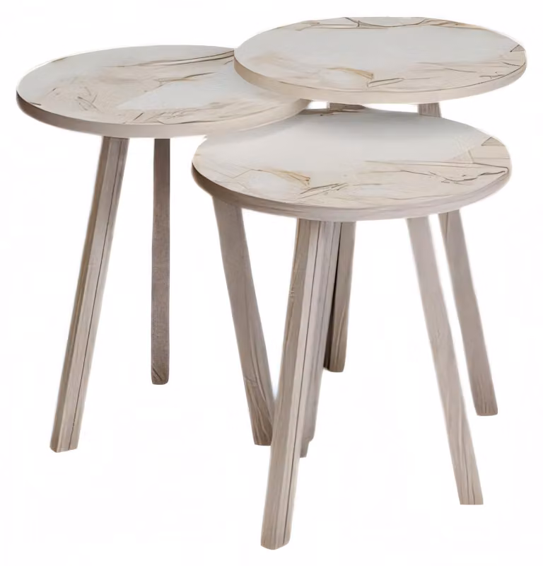 Elegantes Beiges Holz Couchtisch-Set im modernen Design