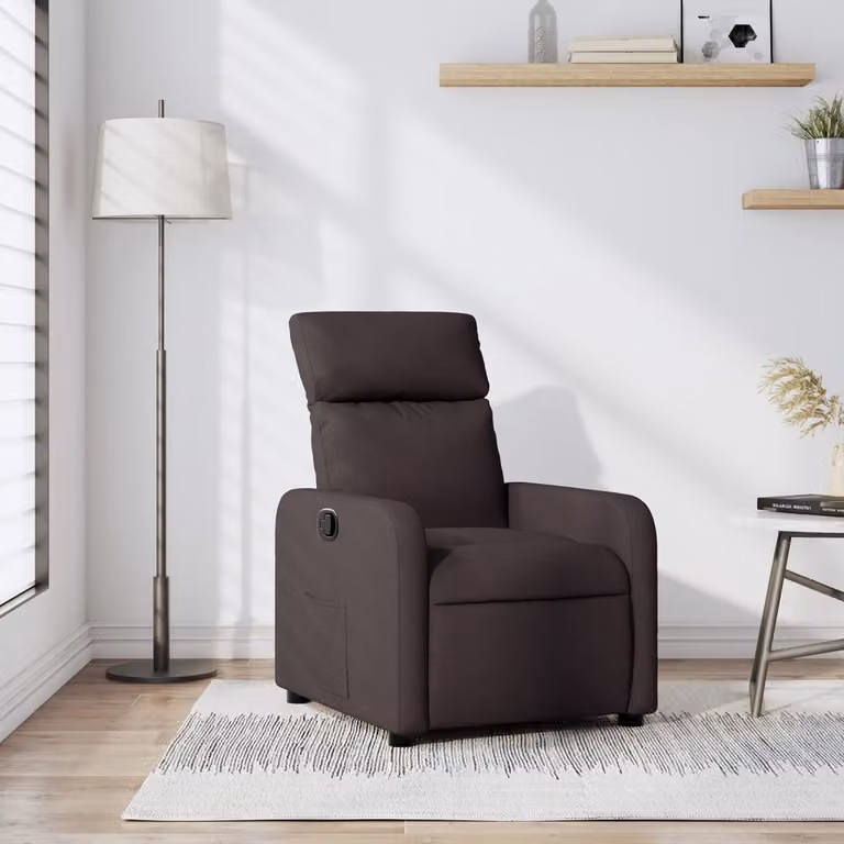 vidaXL Poltrona Reclinabile Relax in Tessuto Marrone con Braccioli e Apertura Automatica