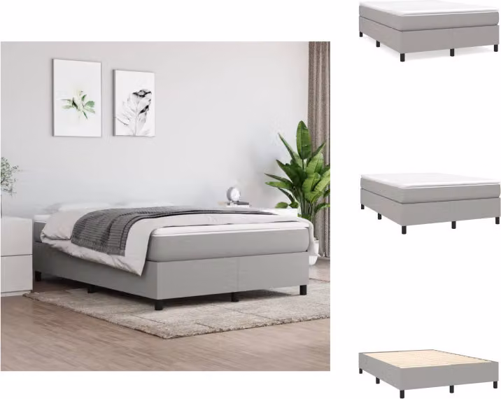 vidaXL Letto a molle con materasso grigio chiaro 140x200 cm in tessuto - Letti & strutture letto