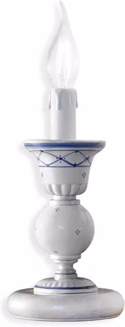 Lumetto Classico Sanremo Metallo E Ceramica Bianco Sfumato Argento 1 Luce E14