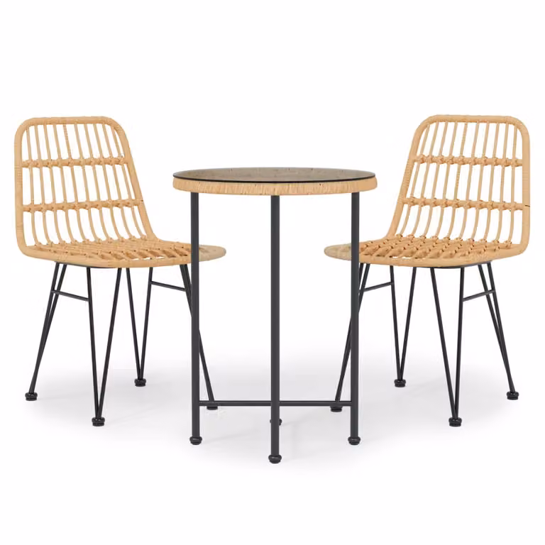 Set da Pranzo da Giardino 3 pz in Polyrattan