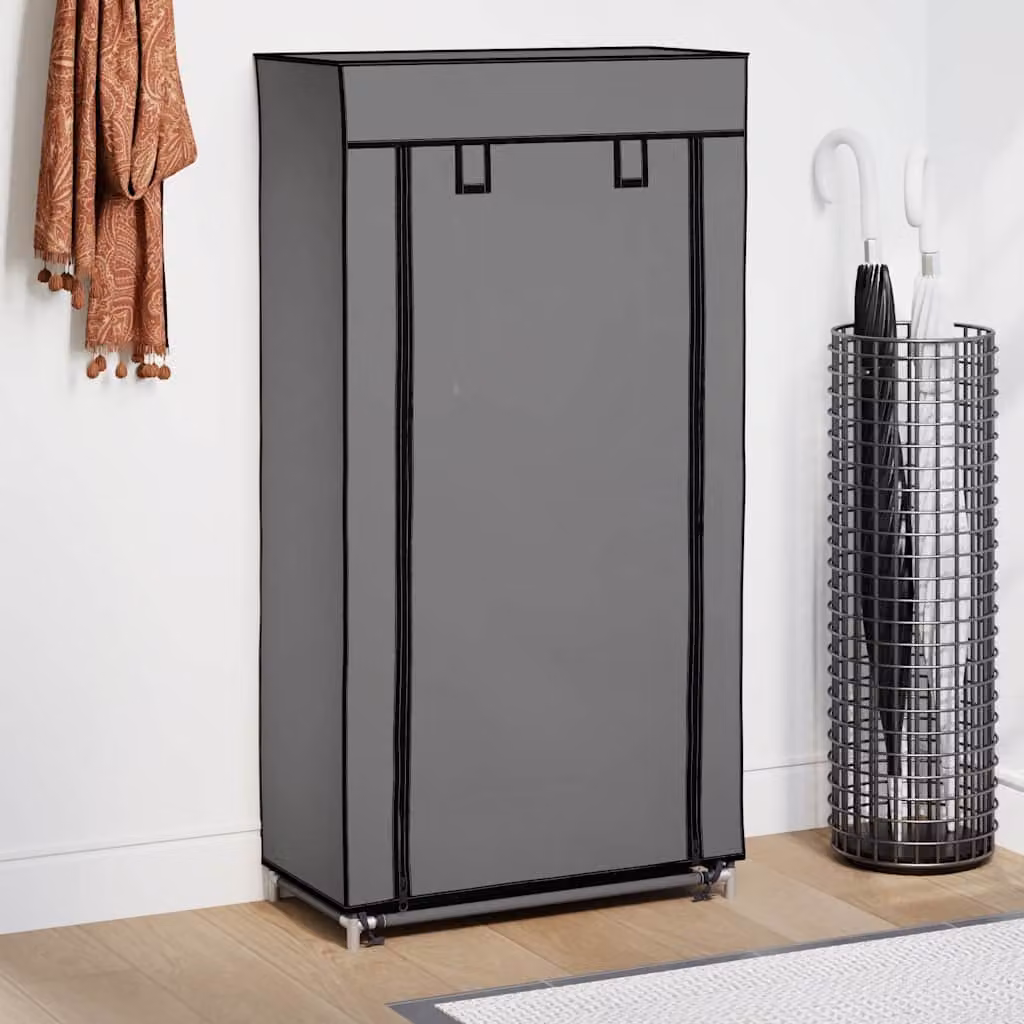 Scarpiera moderna vidaXL in metallo con serranda grigia L: 58 cm, P: 28 cm, H: 106 cm