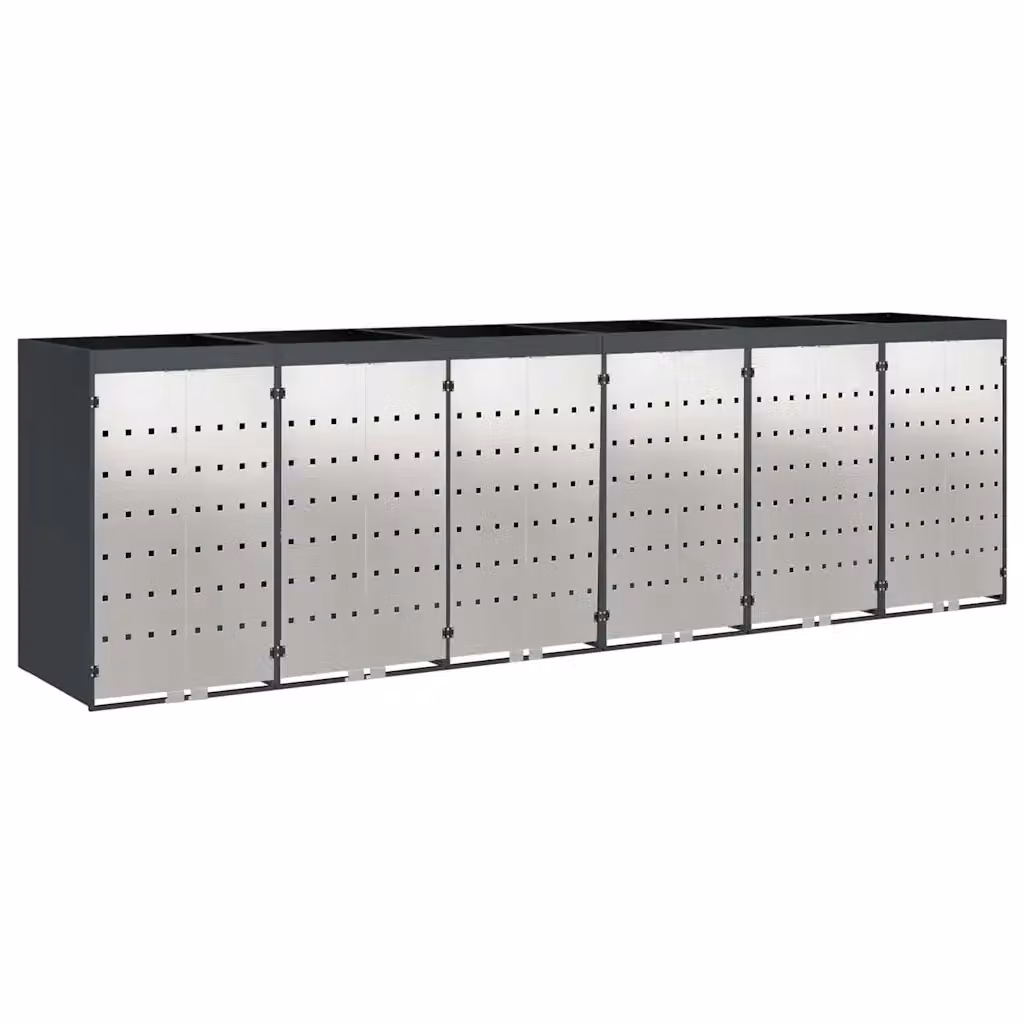Contenitore per Rifiuti vidaXL per 3 Bidoni in Acciaio Inox Colore Antracite L/P/H: 121,5 x 77,5 cm – 2