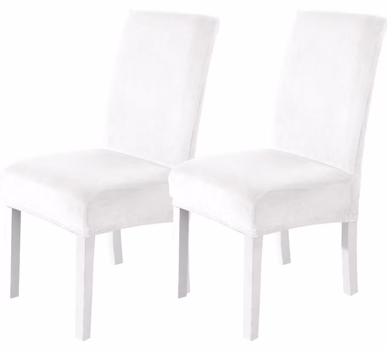 Copridivani in velluto, set da 2, elasticizzati, adatti a poltrone e sedie con schienale alto, lavabili, colore bianco