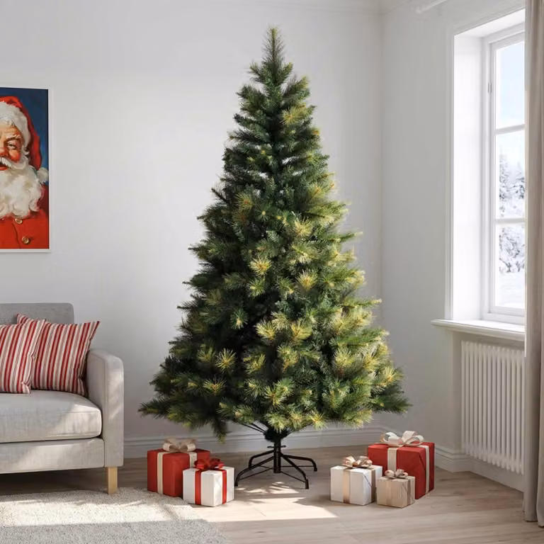 vidaXL Albero di Natale Artificiale con Rami Pieghevoli 210 cm