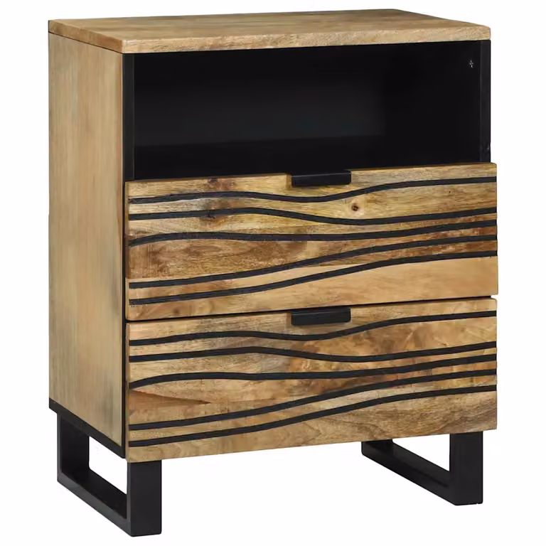 Armadio da notte vidaXL in legno di acacia e mango color marrone naturale L 50 cm x P 33 cm x H 62 cm