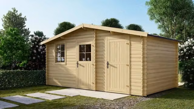 Casetta da giardino in legno ALTANKA modello DOM578 colore naturale, L: 5 m, P: 3 m, superficie: 15 m2, spessore pareti: 28 mm