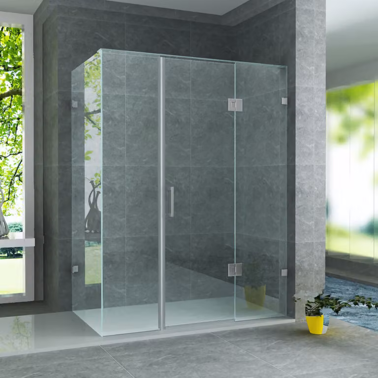 Cabina doccia Belvit con porta centrale scorrevole, vetro temperato di sicurezza (ESG) da 8 mm, rivestimento nanotecnologico, dimensioni 90x120x195 cm