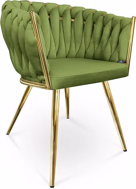 Poltrona Samira in velluto verde con struttura in metallo in stile vintage per soggiorno o ufficio