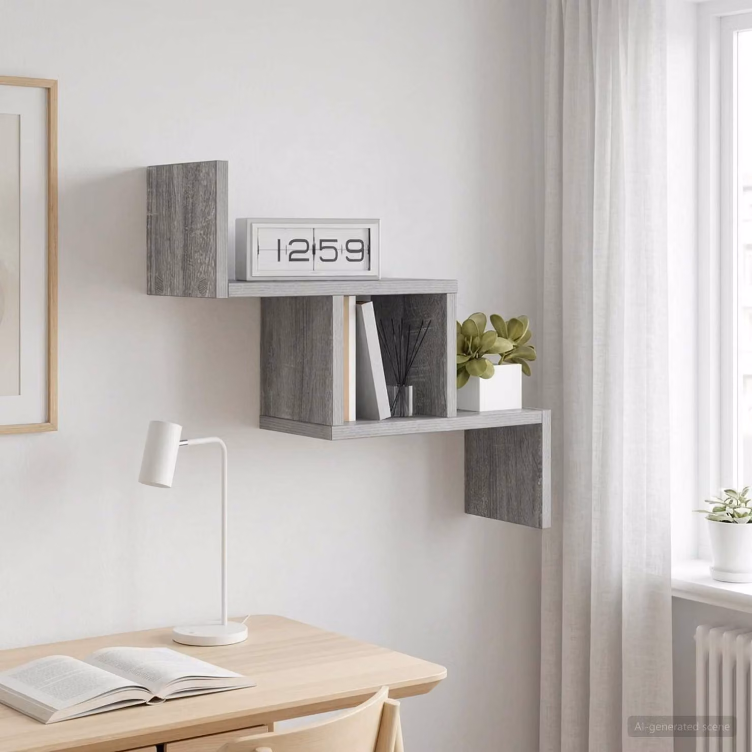 Scaffale da parete moderno vidaXL in finitura Sonoma grigio L: 48 cm, P: 15 cm, H: 42 cm