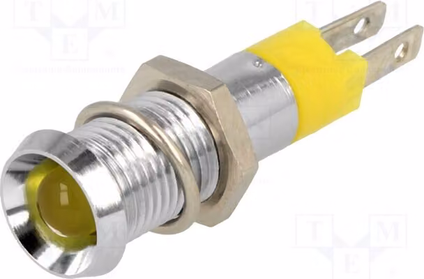 1 x Indicatore luminoso: LED, apertura: Ø 8,2 mm, concavo, grado di protezione IP67, 12÷14 VDC, metallo, modello D08112, indicatore LED