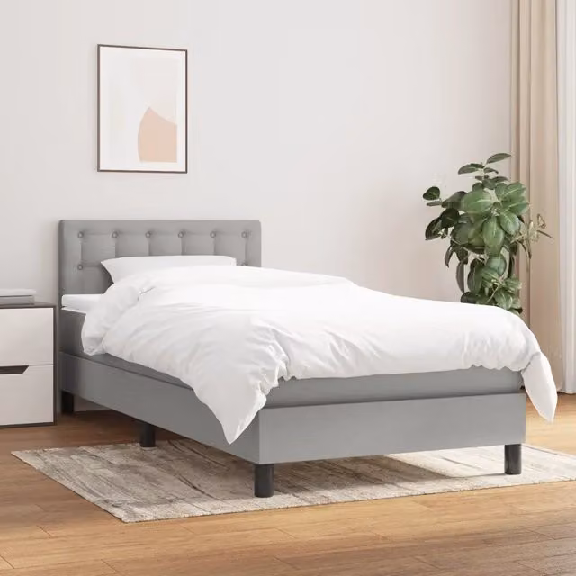 Giroletto a Molle con Materasso-Struttura Letto Grigio Chiaro100x200 cm Tessuto 222916