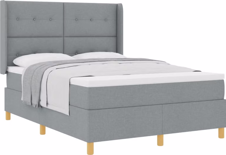 Letto a molle con materasso Grigio chiaro 160 x 200 cm Tessuto