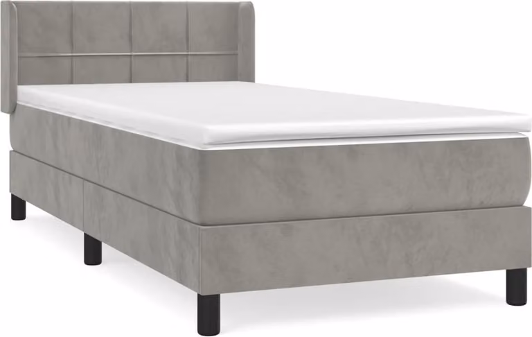 Giroletto a Molle con Materasso Grigio Chiaro 80x200 cm Velluto