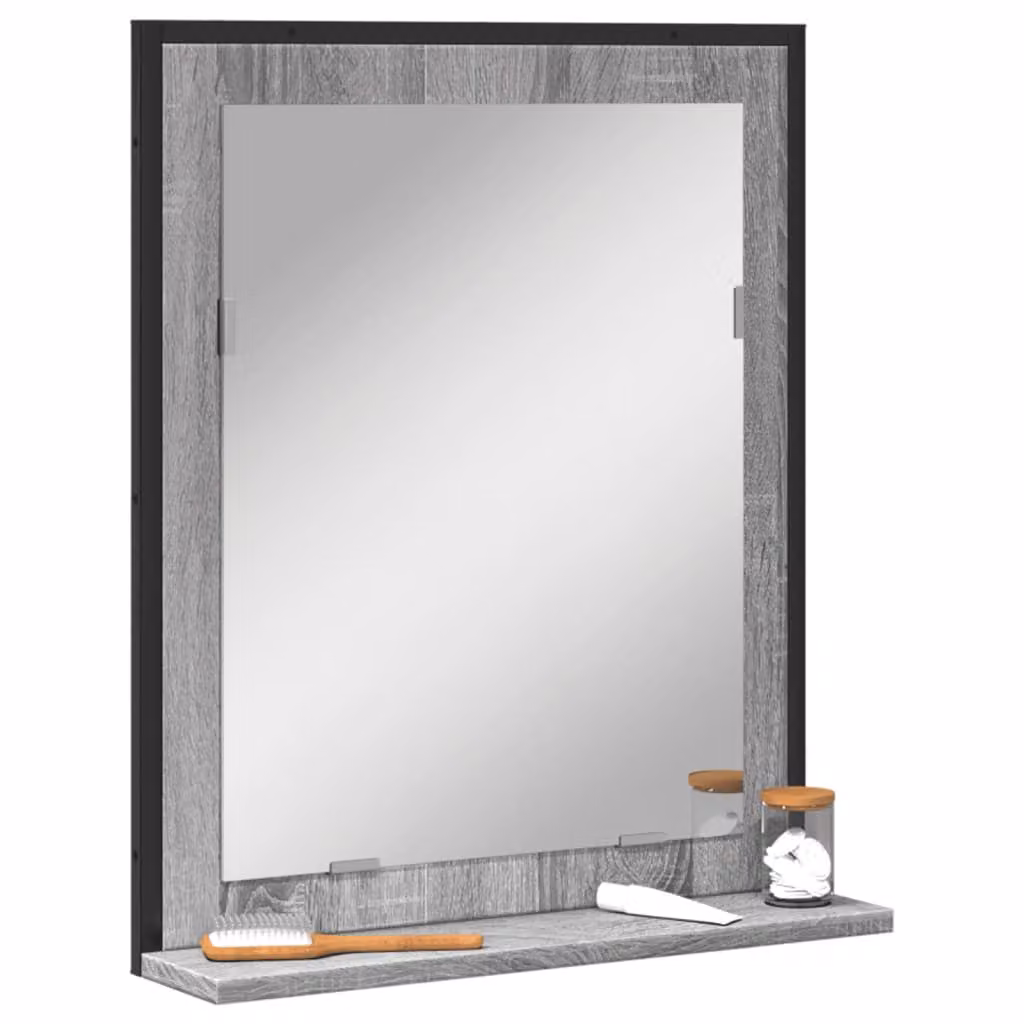 Specchio da bagno con ripiano vidaXL, colore grigio Sonoma, L 50 cm x P 12 cm x H 60 cm