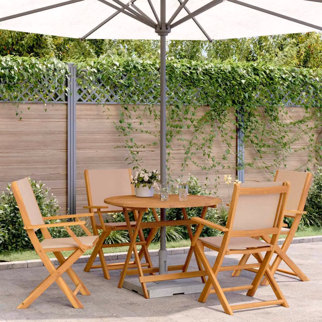 Maison Exclusive - Set da pranzo da giardino 5 pezzi in tessuto e legno massello, color taupe