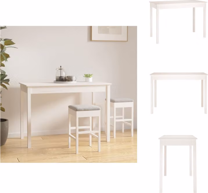 vidaXL Tavolo da pranzo bianco 110x55x75 cm in legno di pino massiccio - Tavoli da pranzo