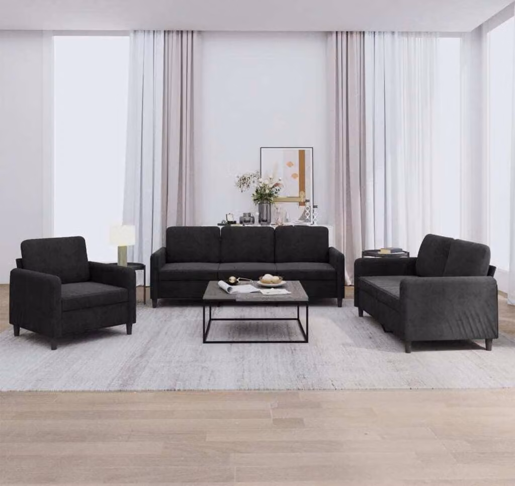 Maison Exclusive - Set divano a 3 pezzi in velluto nero