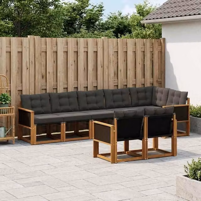 Set di divani da esterno 8 pz Naturale e Nero 3382024