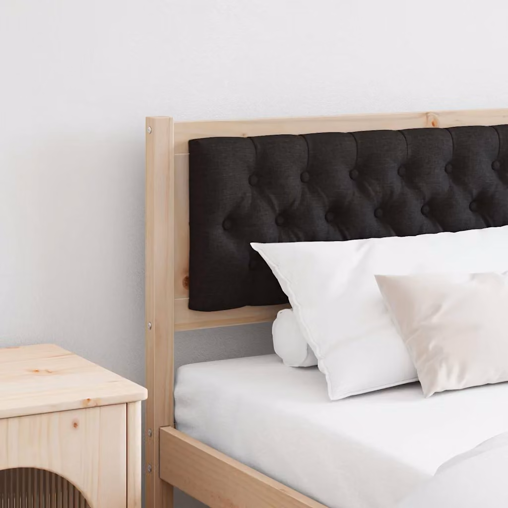 Testiera per letto imbottita vidaXL in legno di pino massello, marrone e nero