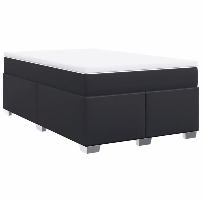 Giroletto a Molle con Materasso Nero 120x190 cm in Pelle finta