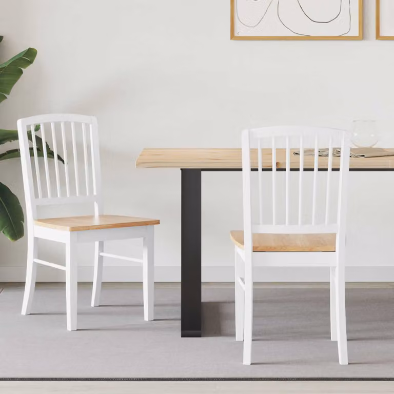 Set di 2 sedie da pranzo moderne vidaXL in legno di gomma bianco