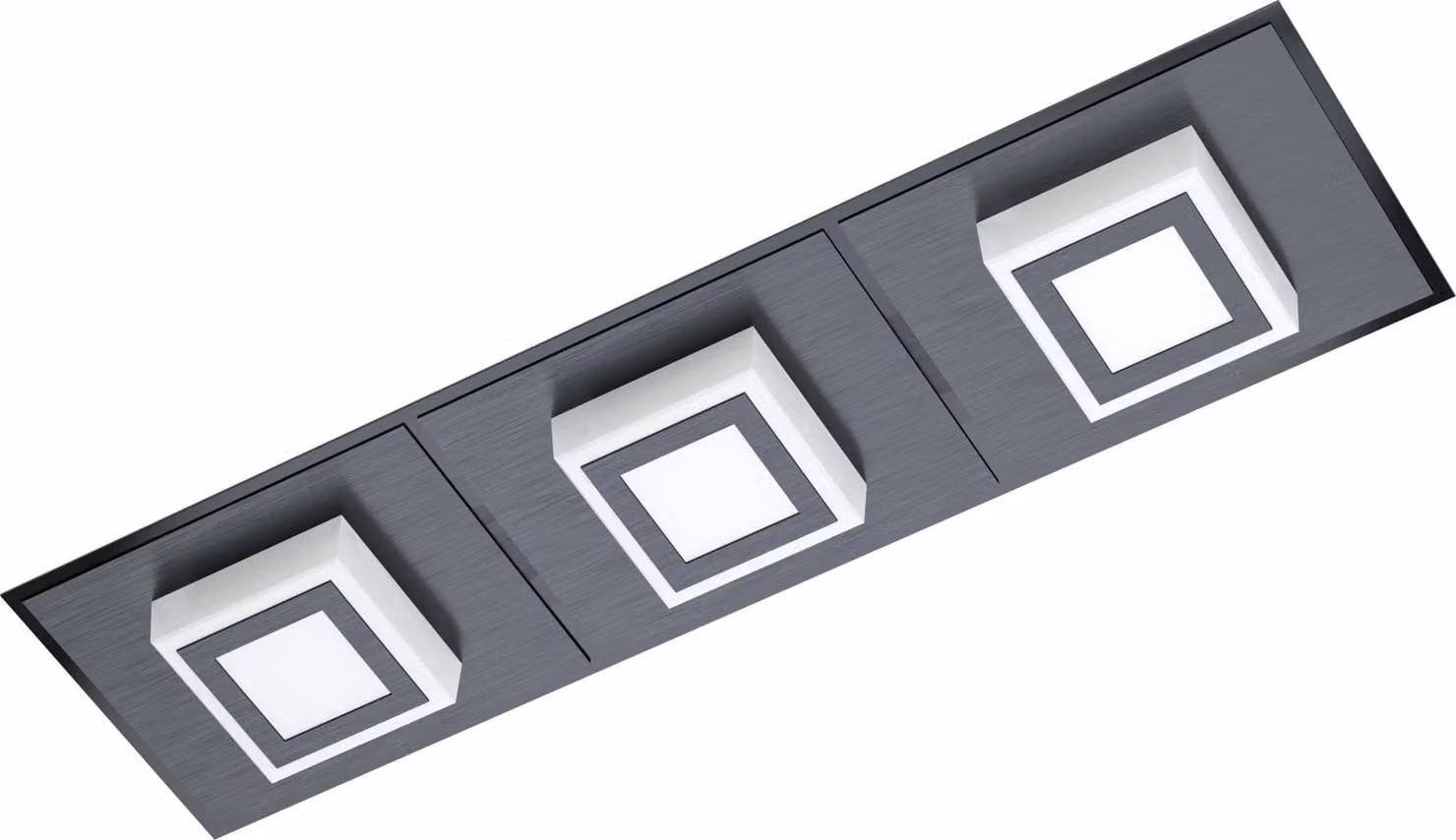 EGLO Plafoniera LED Masiano 1, lampada da parete, plafoniera in alluminio, acciaio e plastica in nero, finitura satinata, lampada da soggiorno, bianco caldo