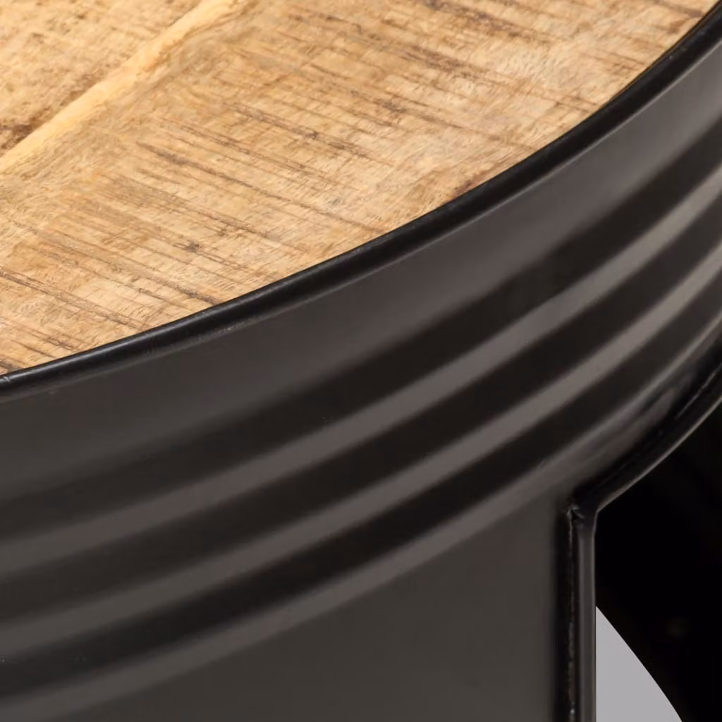 Tavolino nero 68x68x36 cm Legno massiccio di mango grezzo