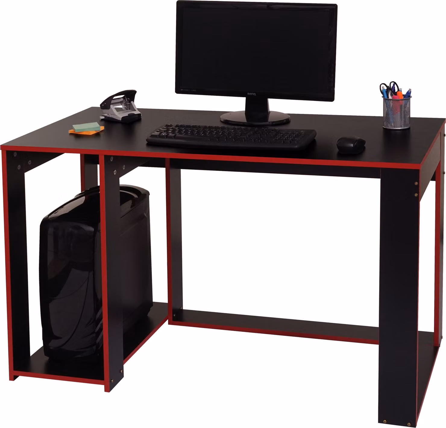 Scrivania MCW-J26, scrivania per computer e ufficio, 120x60x76 cm ~ nero-rosso