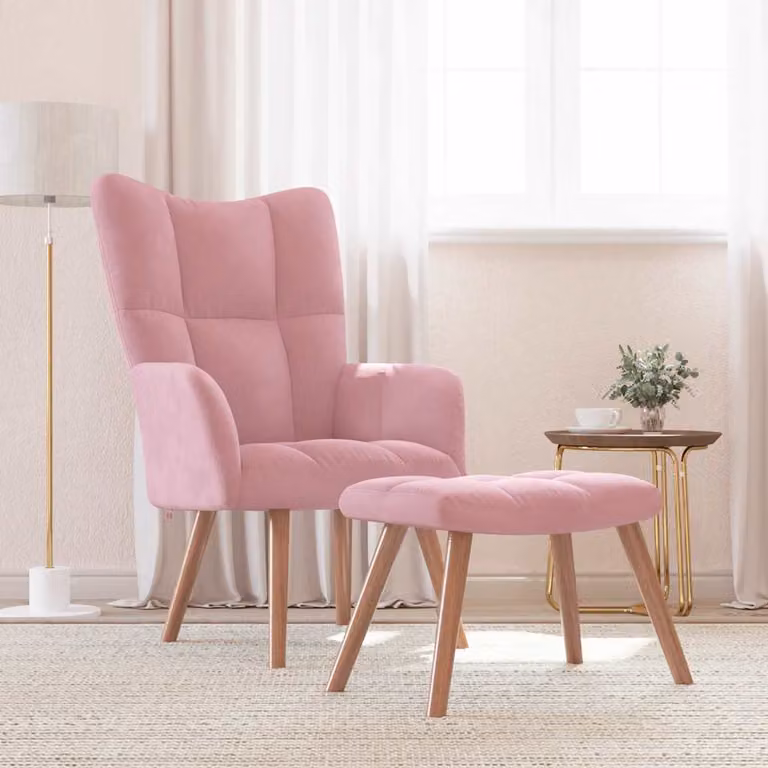 Maison Exclusive - Poltrona relax con poggiapiedi in velluto rosa