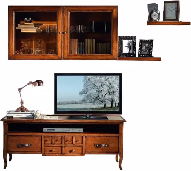 Parete attrezzata classica porta TV in legno color noce Mobili 2G – 4
