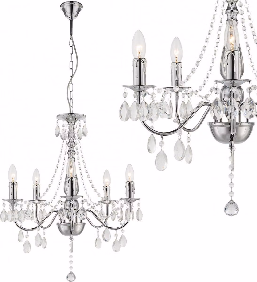 Lampadario A Sospensione Toolight Ebt014-5Cp Chrome