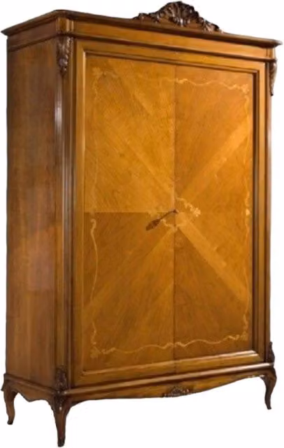 Armadio classico a 2 ante in legno con cassetti integrati Mobili 2G colore marrone L/P/H: 132 x 59 x 202 cm – 1