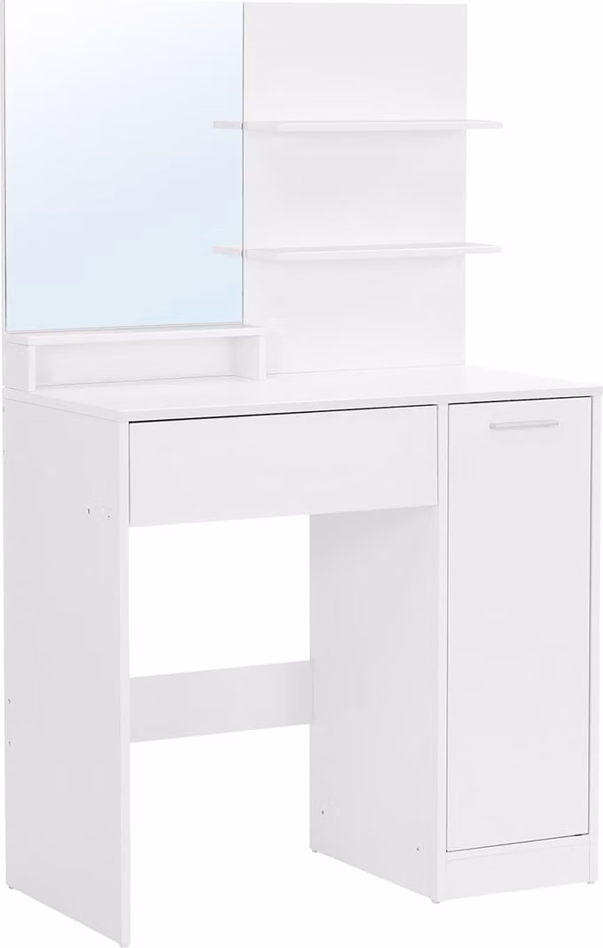 Calicosy - Toeletta con specchio, 1 cassetto, 2 ripiani e armadio