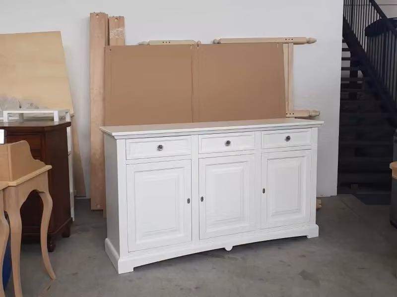 Madia credenza stile arte povera in legno bianco Mobili 2G L: 170 cm, P: 46 cm, H: 96 cm – 3