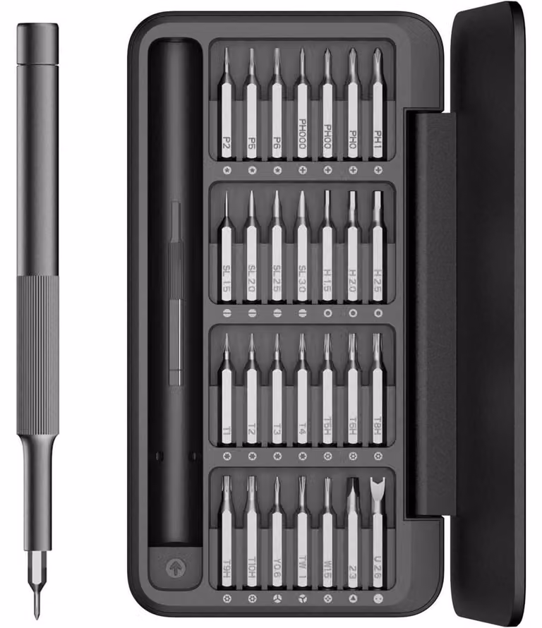 Set di cacciaviti Feinmechaniker, 28 pezzi, magnetico, strumento di precisione per telefoni cellulari, computer, occhiali, orologi, fai-da-te. Realizzato in acciaio S2, dimensioni C4 x 28 mm