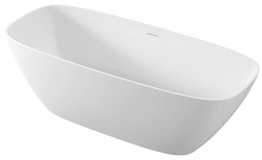 Vasca da bagno autoportante MEDINA 165x70cm, pietra fusa, bianco opaco