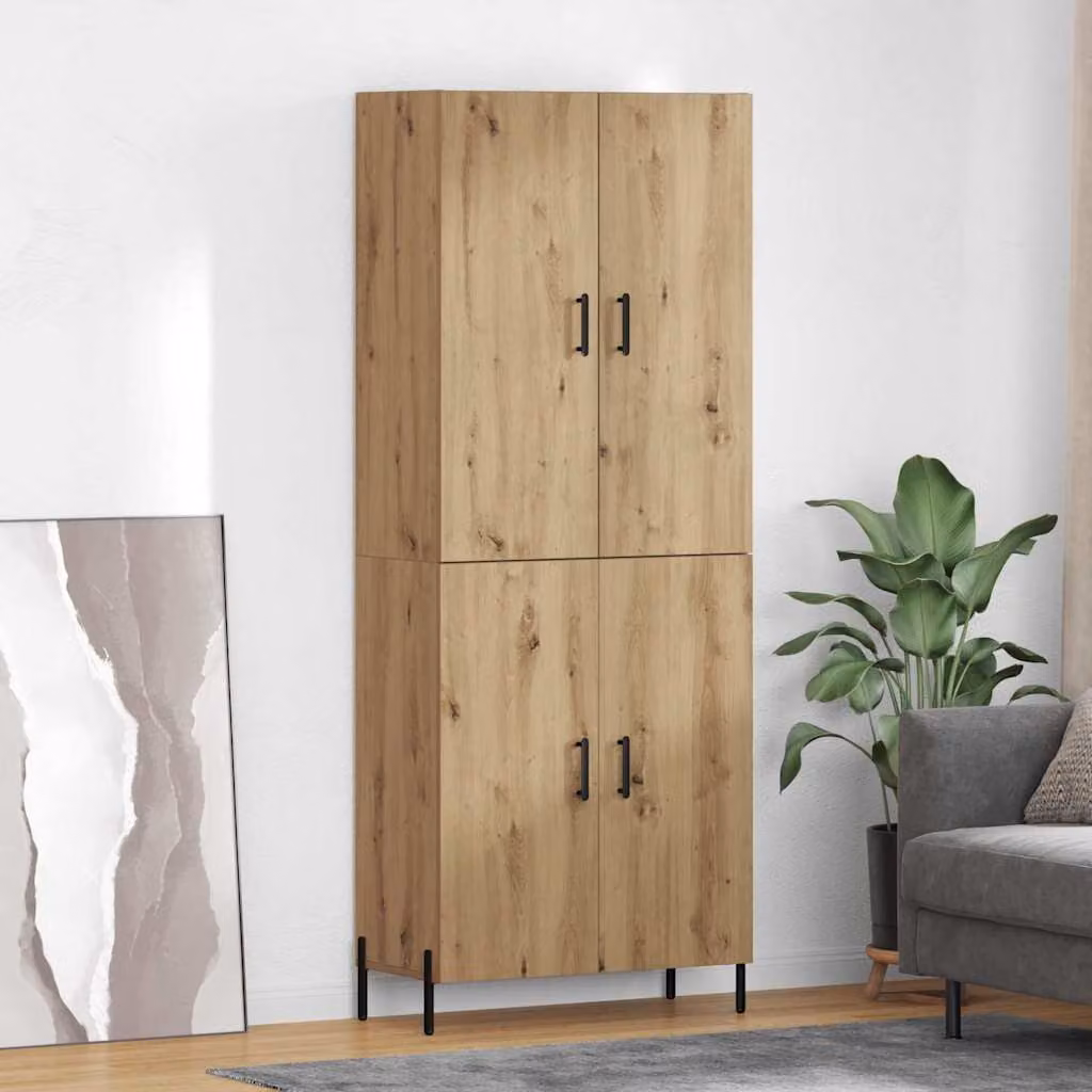 Credenza sospesa vidaXL in rovere marrone con ante a battente, stile minimalista, L: 69,5 cm, P: 34 cm, H: 180 cm