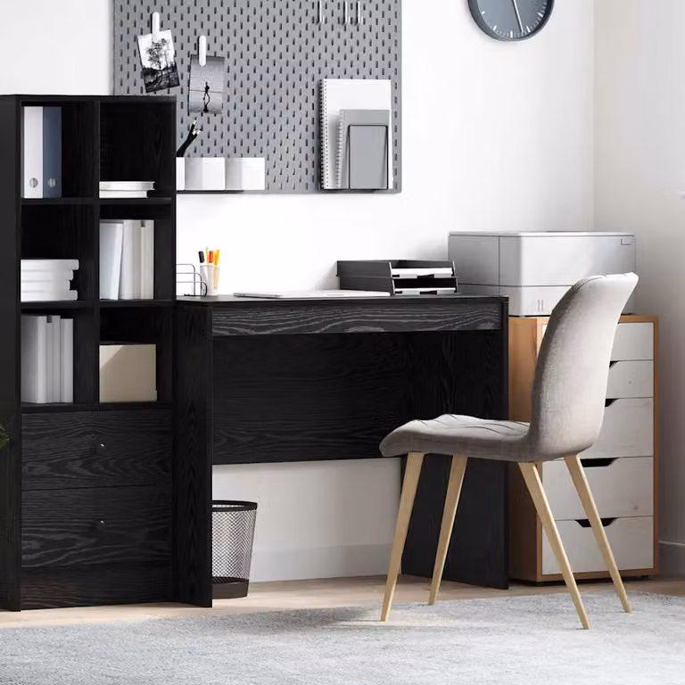 Scrivania da computer moderna vidaXL in MDF laminato rovere nero L: 90 cm, P: 50 cm, H: 76 cm