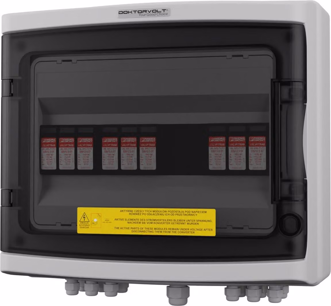Scatola di giunzione solare PV DC 1000V T1 T2 3 stringhe Doktorvolt 2414
