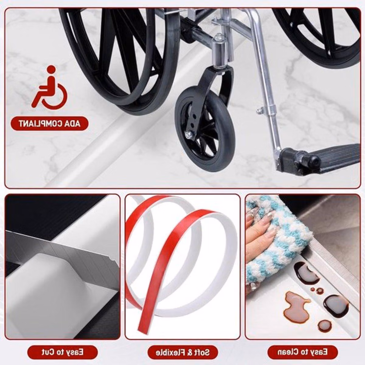 Guarnizione adesiva in silicone da 2 metri per doccia - Sigillante flessibile per doccia, striscia sigillante per piatto doccia e pavimento, barriera impermeabile per