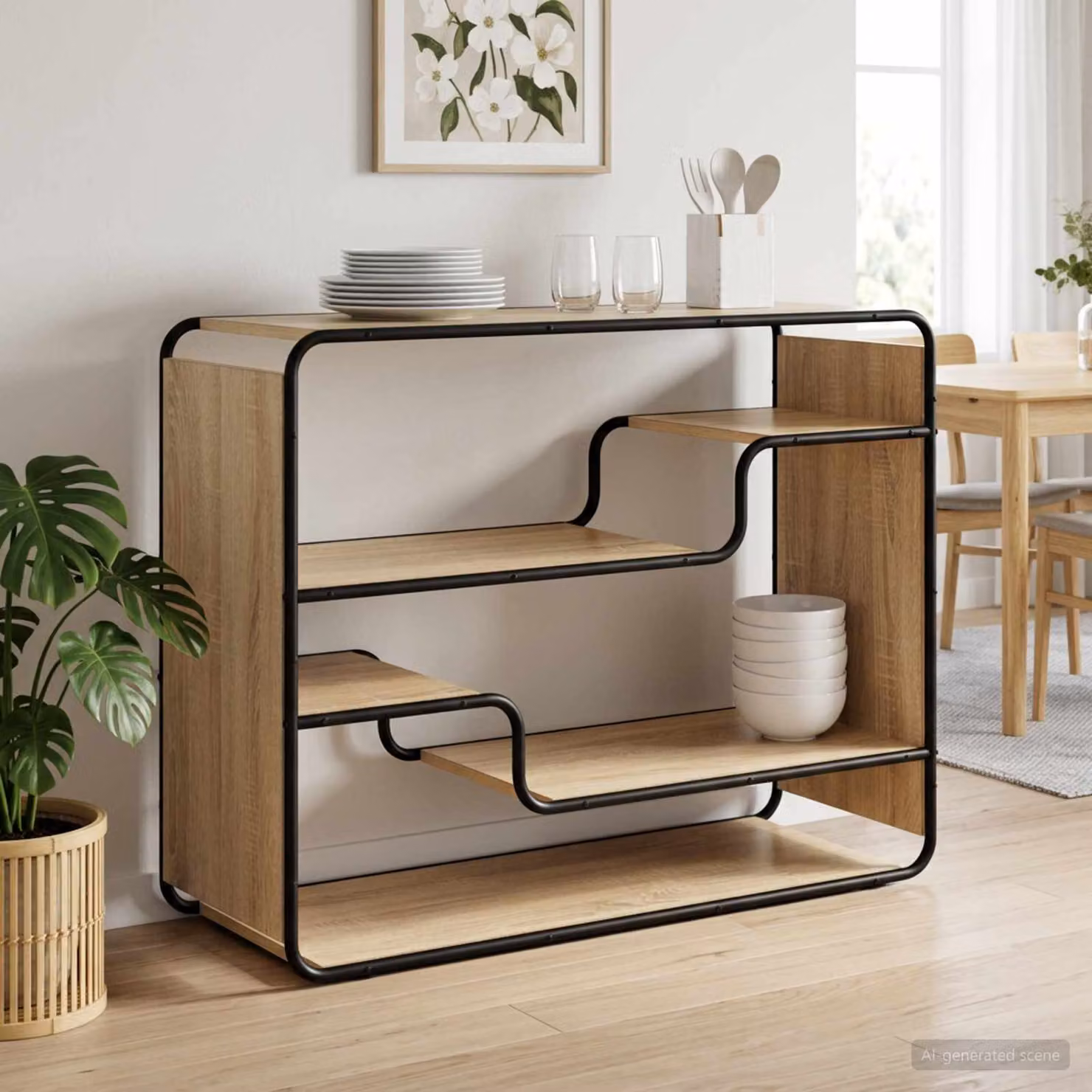 Credenza vidaXL in Rovere Sonoma e Metallo, Stile Industrial, L 98 x P 37,5 x H 75,5 cm